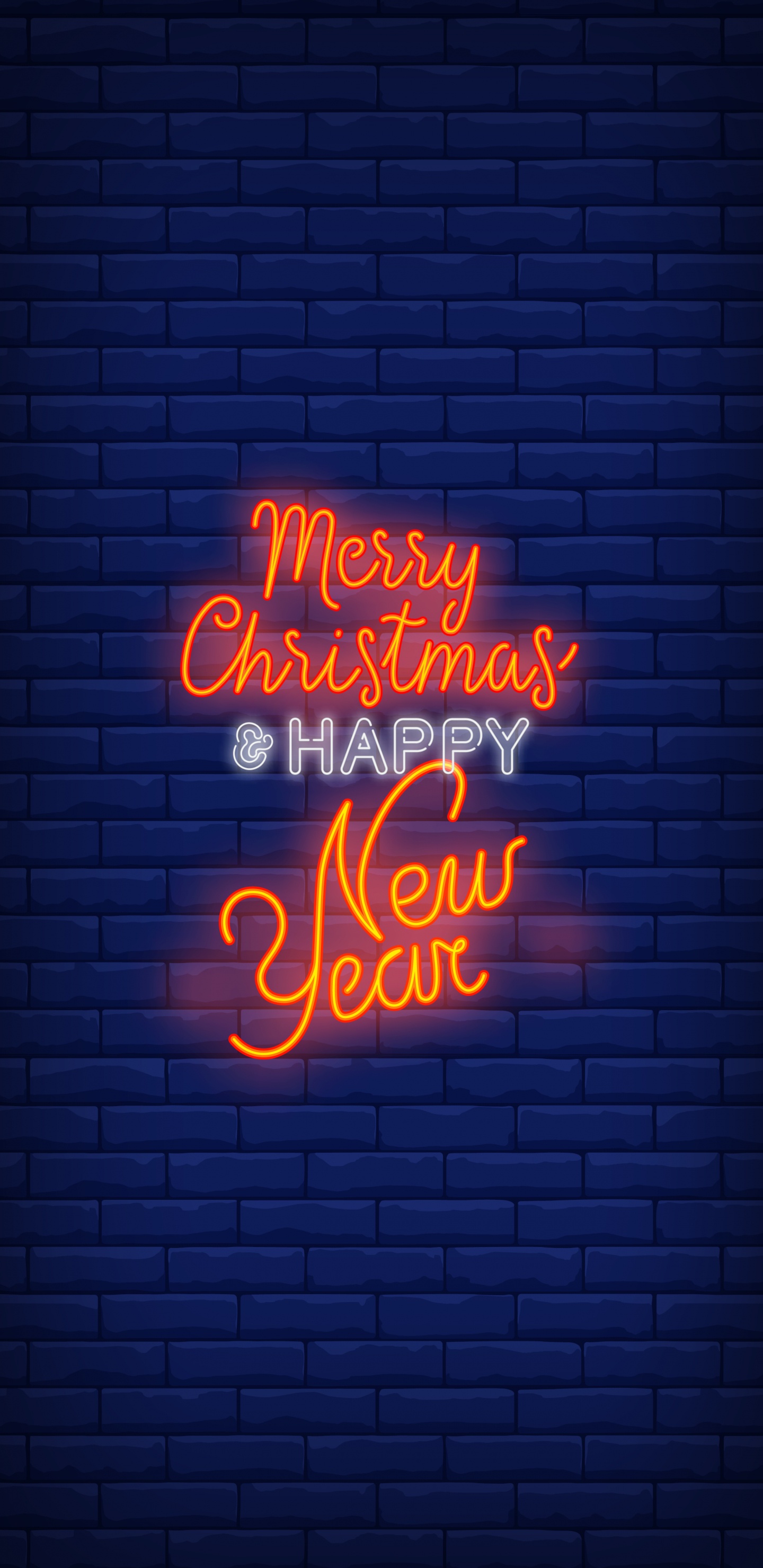 Nouvelle Année, Signe au Néon, Blue, Ambre, Orange. Wallpaper in 1440x2960 Resolution