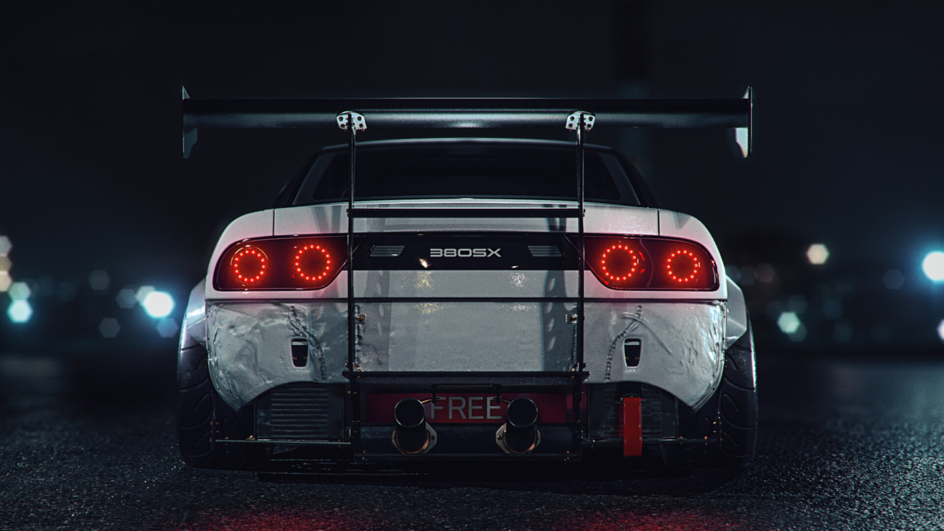 White and Black Porsche 911 on Road During Nighttime. Wallpaper in 1366x768 Resolution