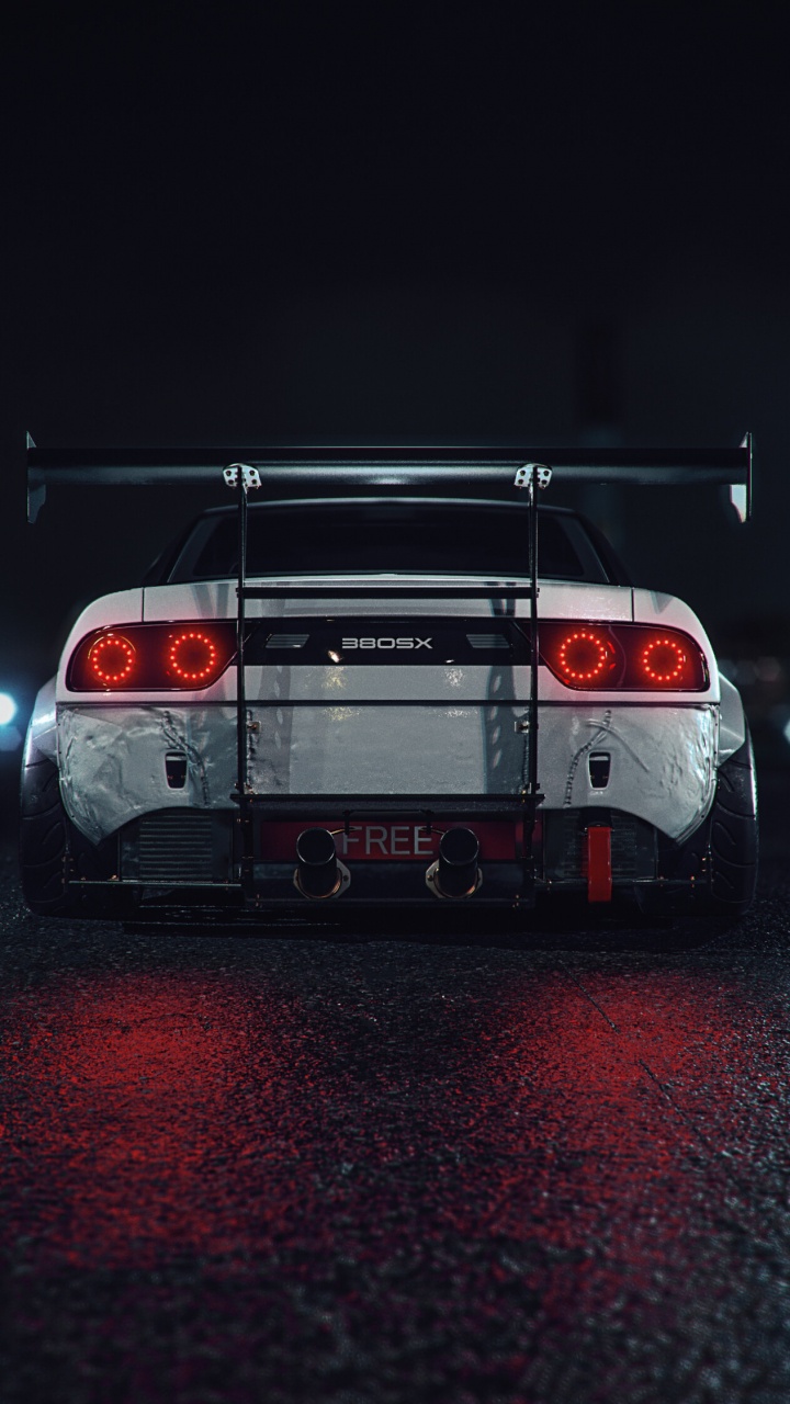 Weiß-schwarzer Porsche 911 Unterwegs in Der Nacht. Wallpaper in 720x1280 Resolution