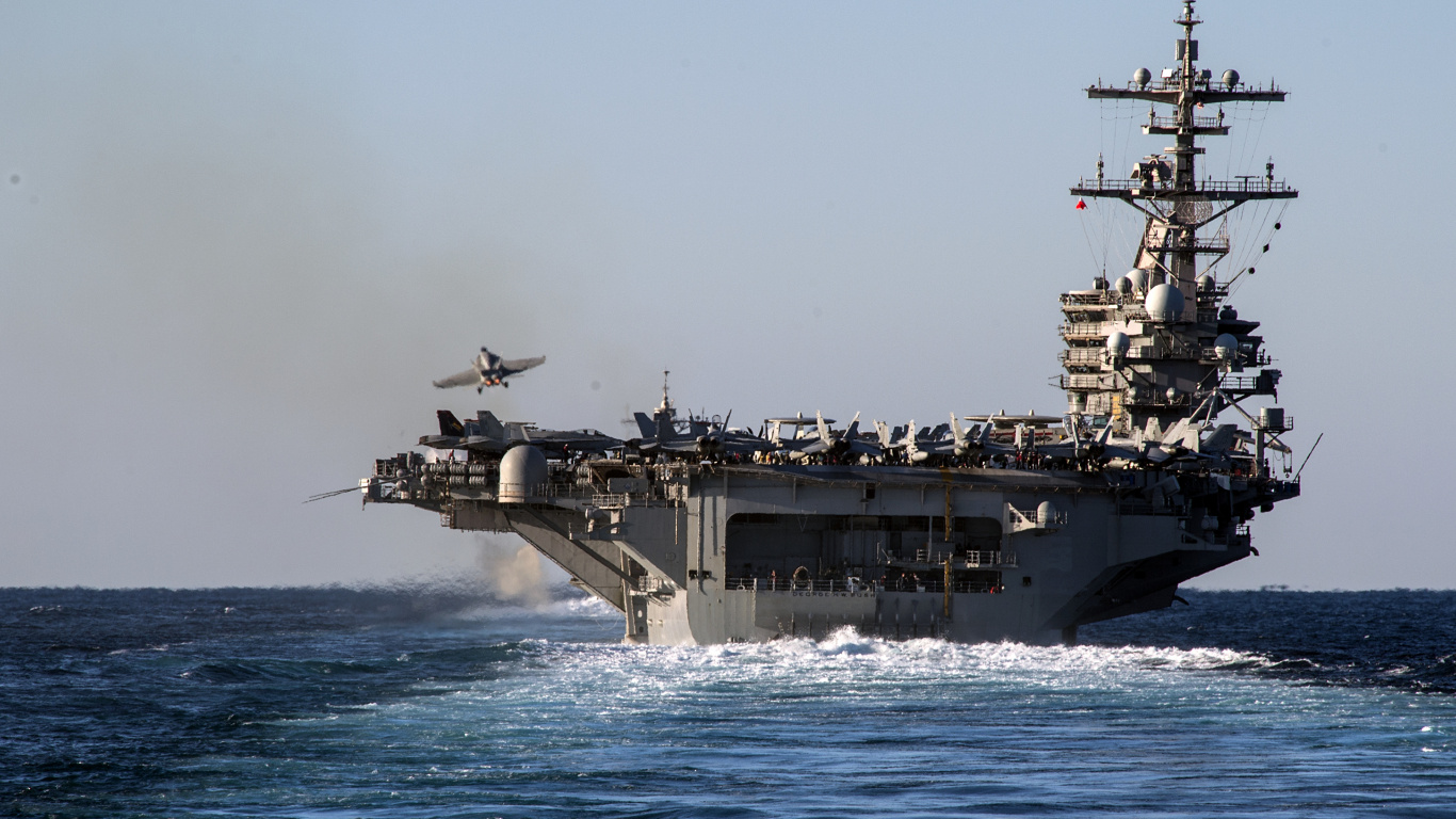 Aircraft Carrier, United States Navy, USS George H W Bush, Ship, Carrier Strike Group. Wallpaper in 1366x768 Resolution