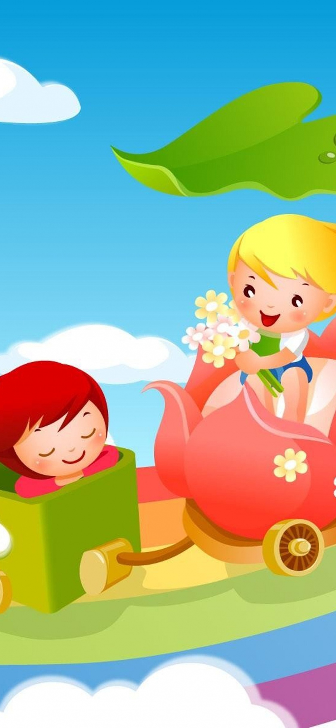 Two Yellow and Red Animal Cartoon Characters. Wallpaper in 1125x2436 Resolution