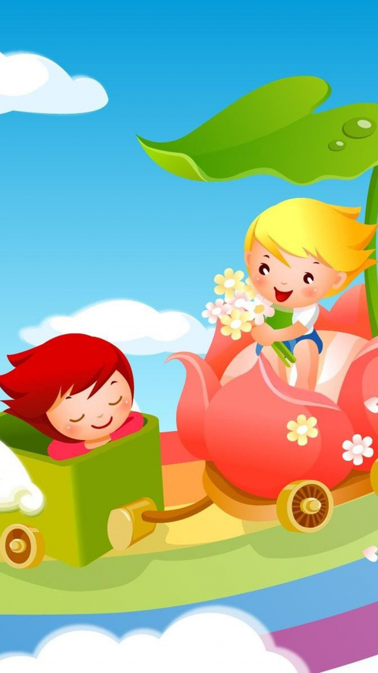 Two Yellow and Red Animal Cartoon Characters. Wallpaper in 750x1334 Resolution