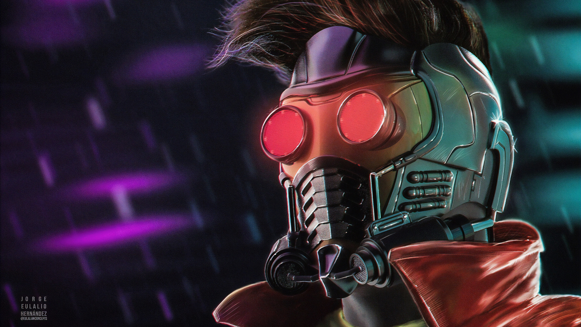 Frau in Rot-schwarzer Maske. Wallpaper in 1920x1080 Resolution