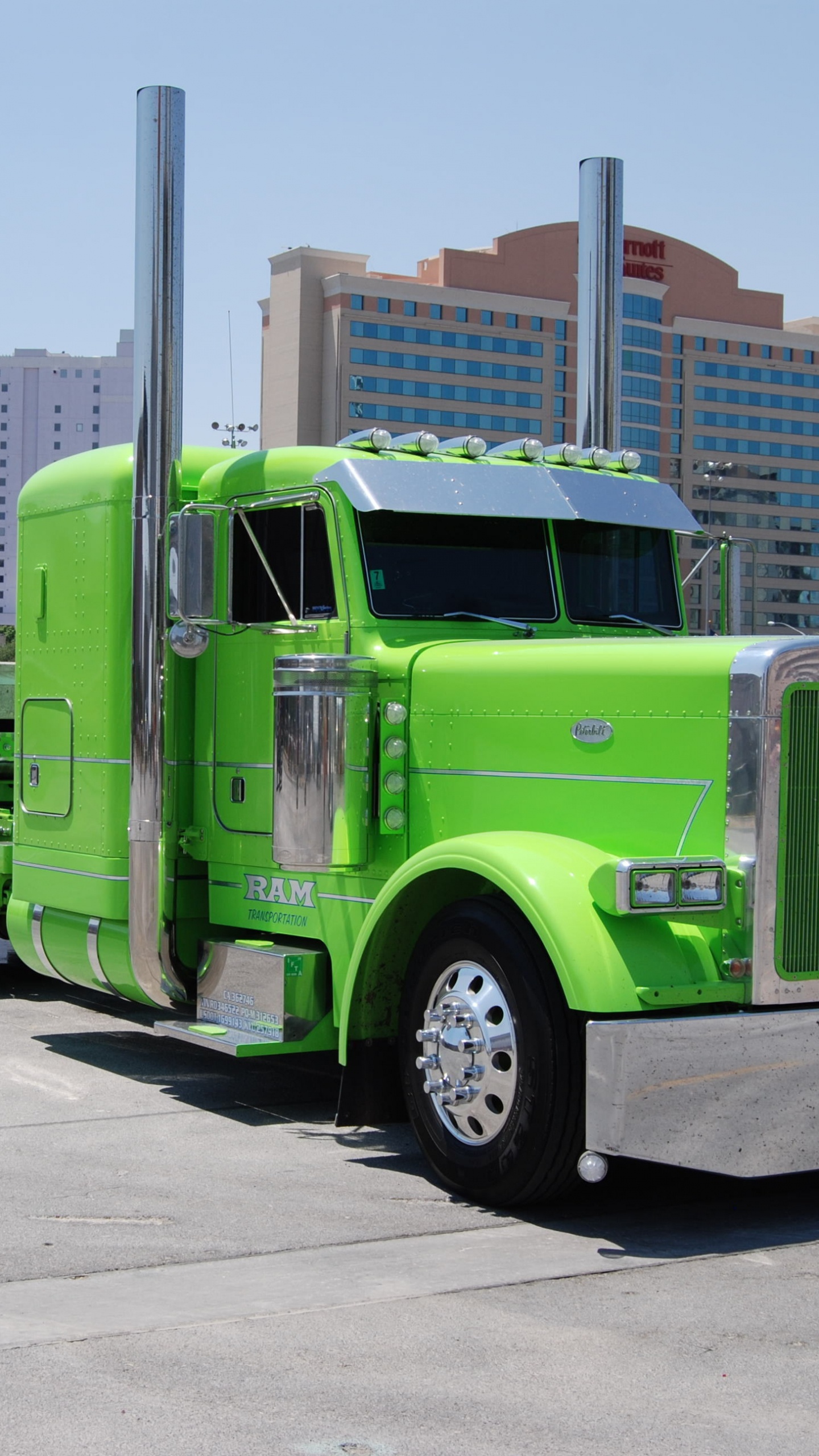 Camion de Fret Vert Sur Route Pendant la Journée. Wallpaper in 1440x2560 Resolution