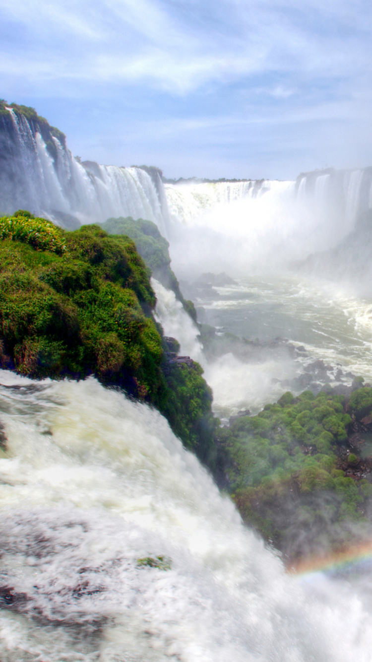 Waterfalls Under Blue Sky During Daytime. Wallpaper in 750x1334 Resolution