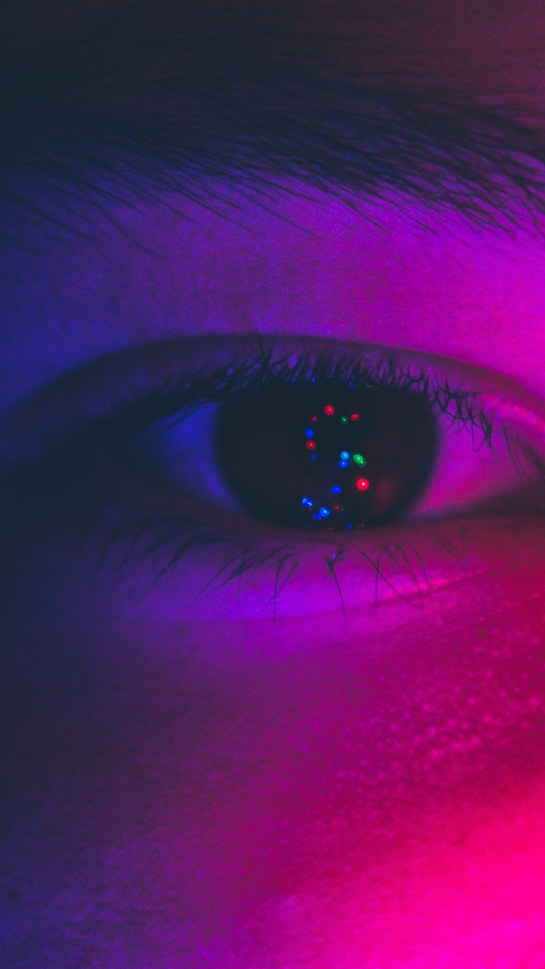 Persons Eye With Purple and Pink Eye. Wallpaper in 1080x1920 Resolution