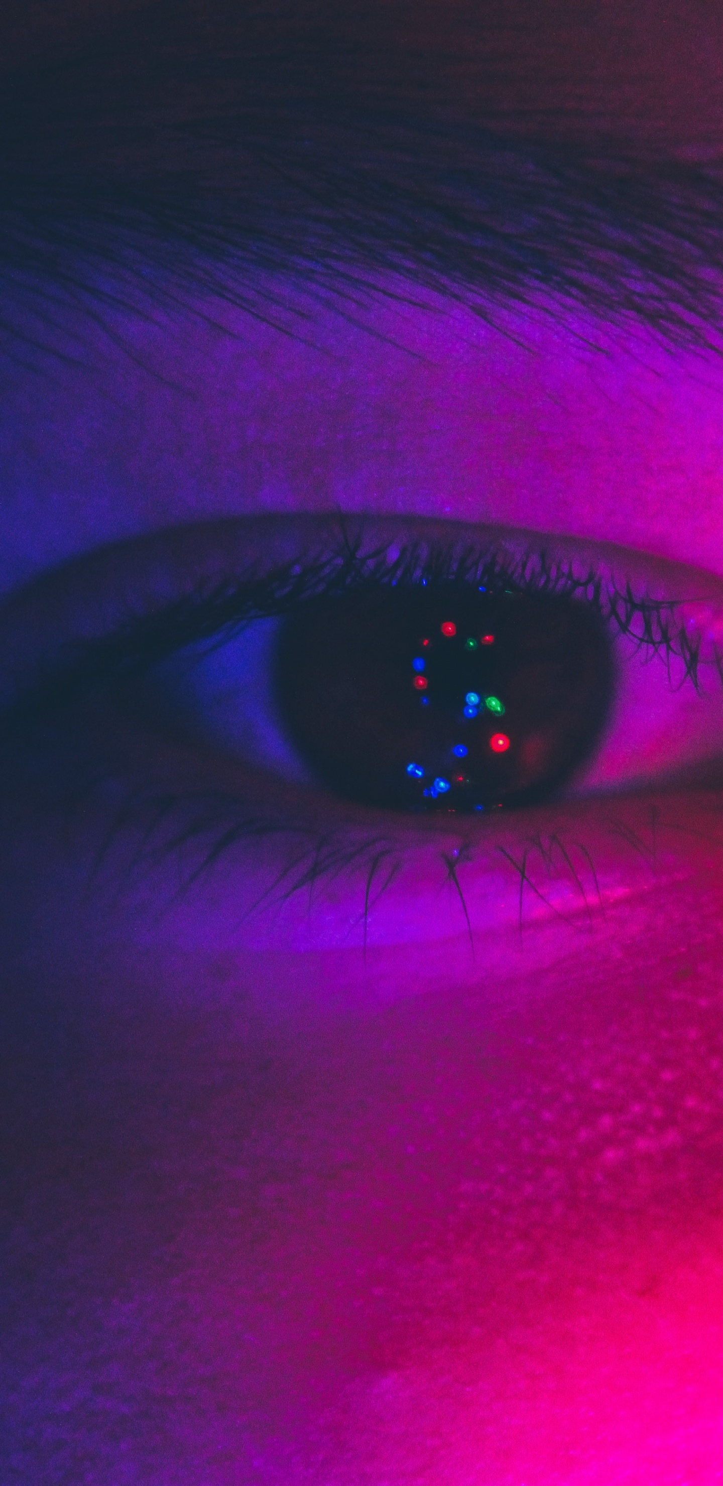 Persons Eye With Purple and Pink Eye. Wallpaper in 1440x2960 Resolution