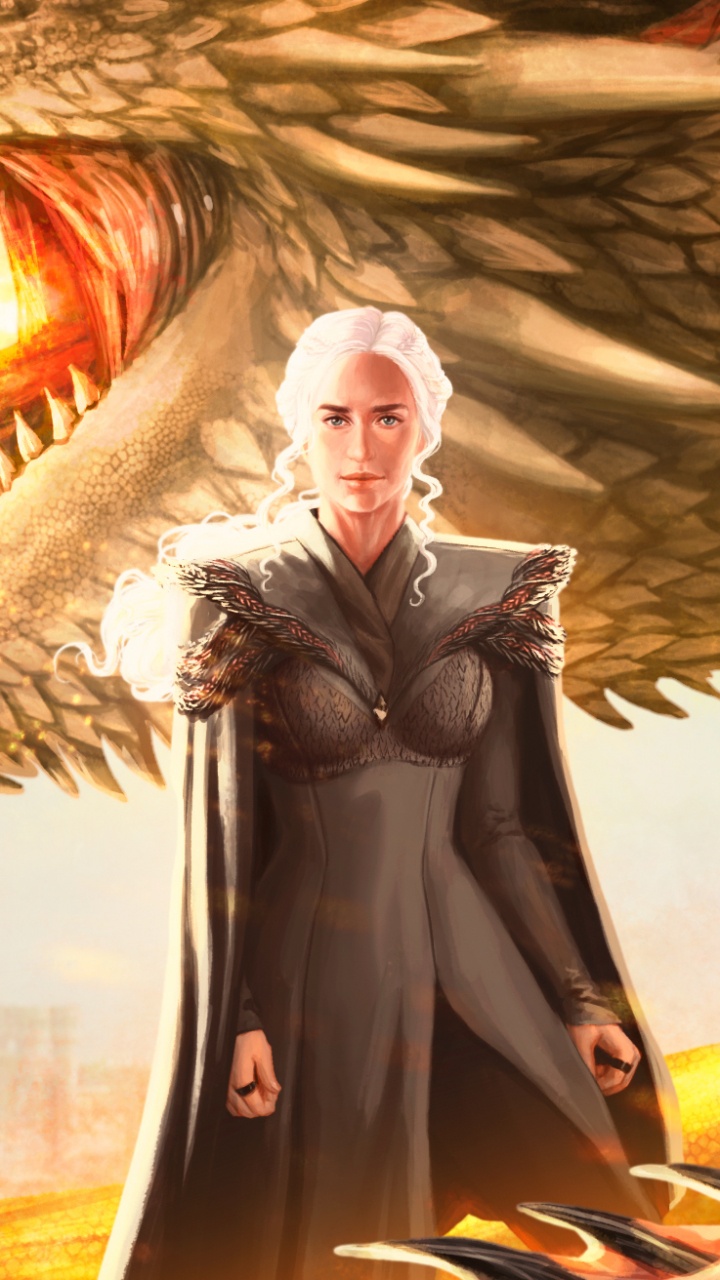 Mujer en Vestido Negro de Pie Junto al Dragón. Wallpaper in 720x1280 Resolution