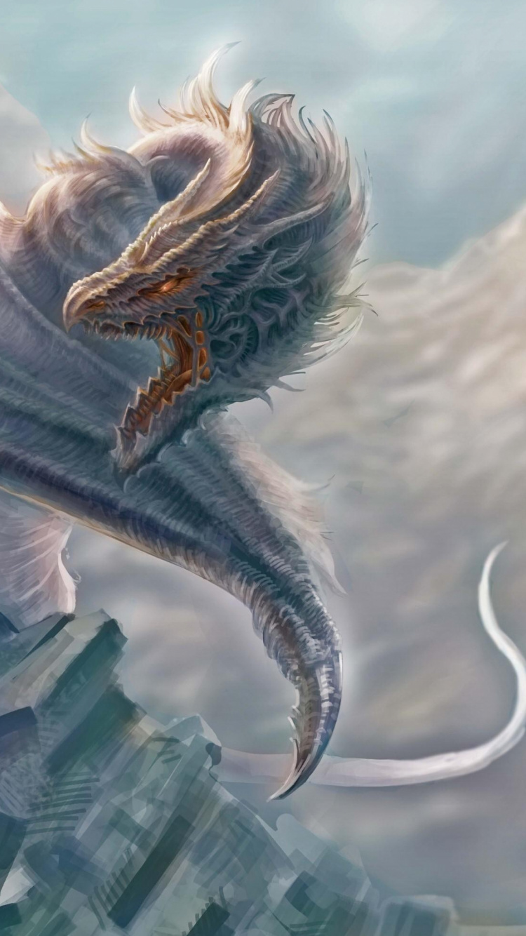 Brown Dragon on White Concrete Wall. Wallpaper in 750x1334 Resolution