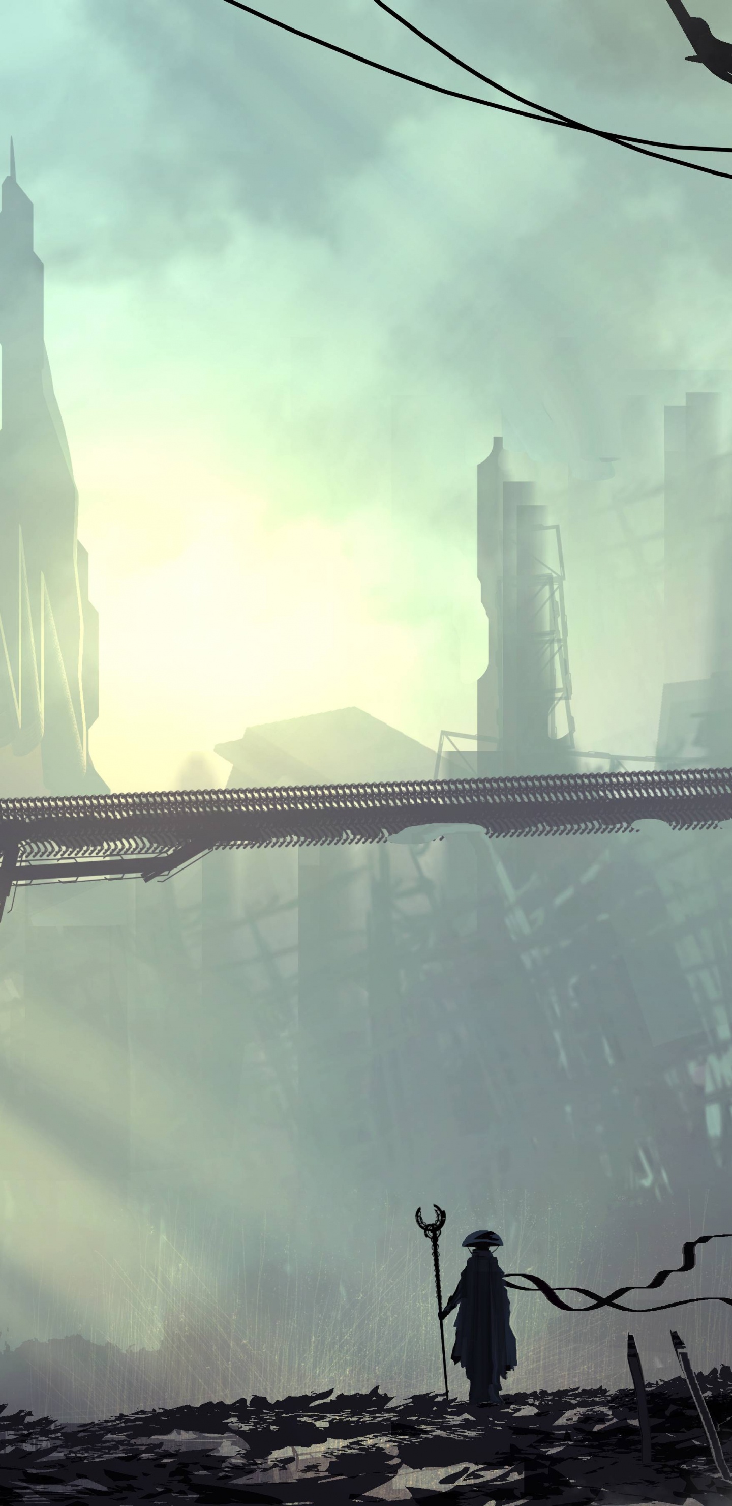 Cyberpunk, Arte, la Ciencia Ficción, Agua, Ambiente. Wallpaper in 1440x2960 Resolution