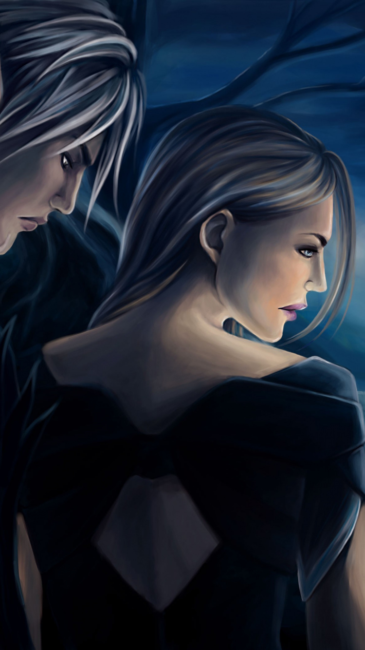 Woman in Black Dress Anime Character. Wallpaper in 750x1334 Resolution