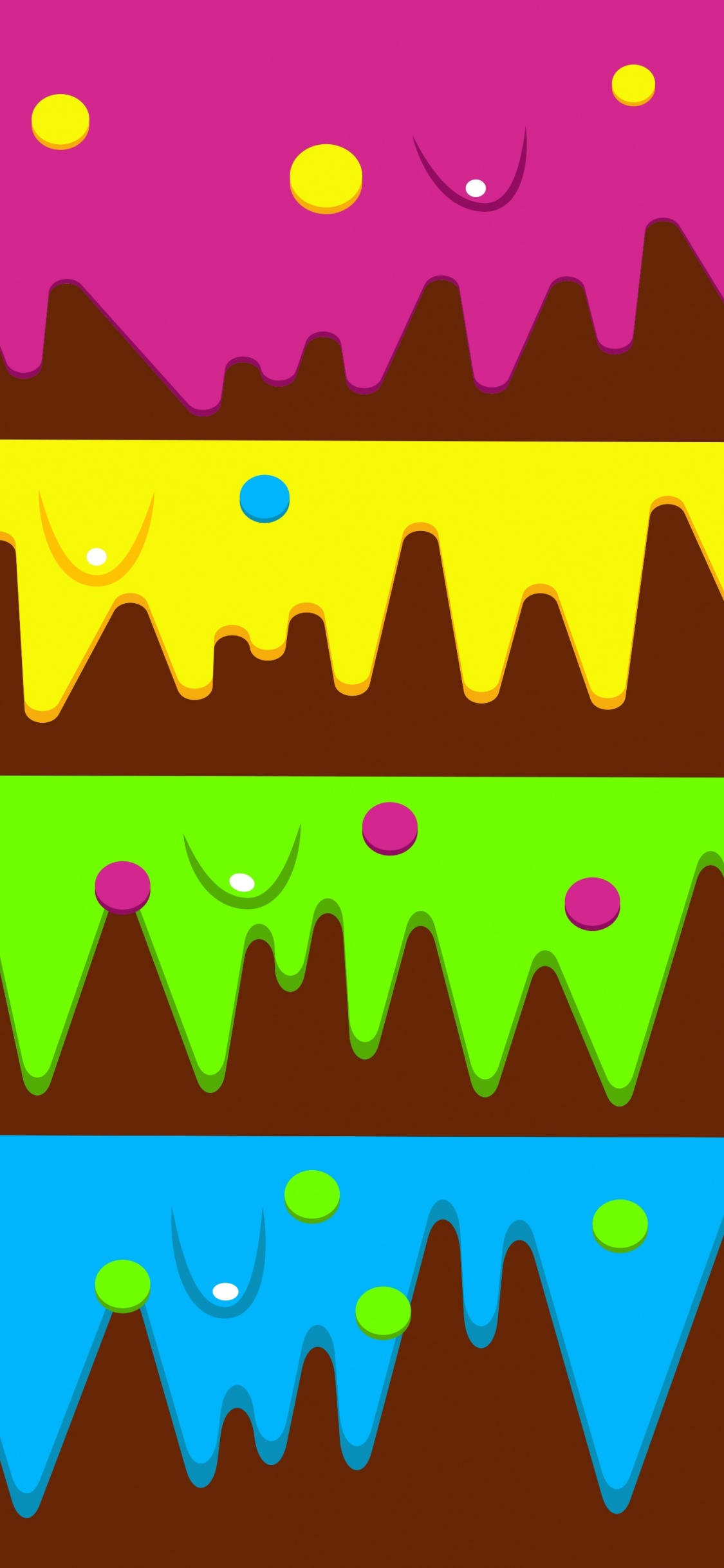 Rosa Gelbes Und Grünes Gepunktetes Textil. Wallpaper in 1125x2436 Resolution