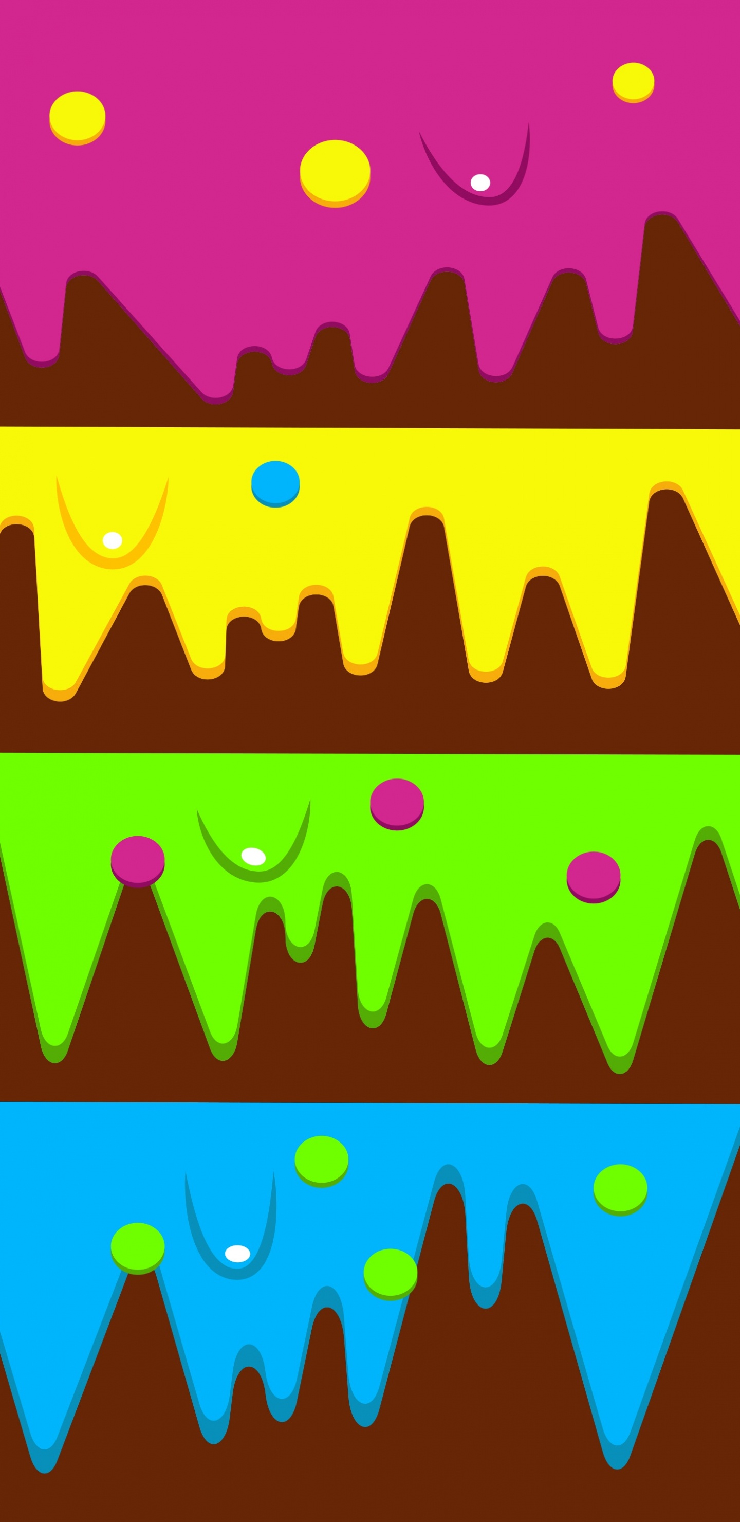 Rosa Gelbes Und Grünes Gepunktetes Textil. Wallpaper in 1440x2960 Resolution