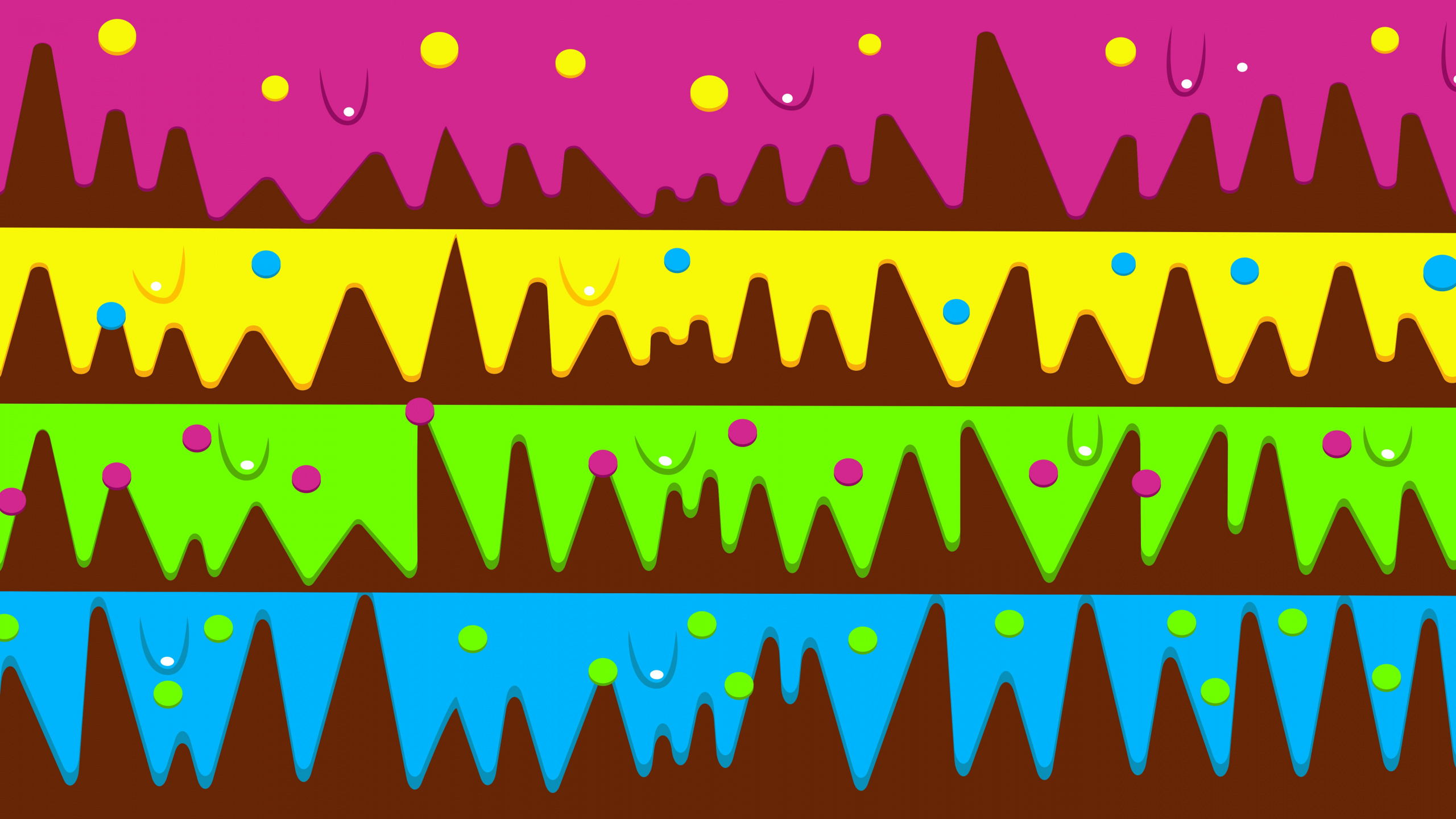 Rosa Gelbes Und Grünes Gepunktetes Textil. Wallpaper in 2560x1440 Resolution