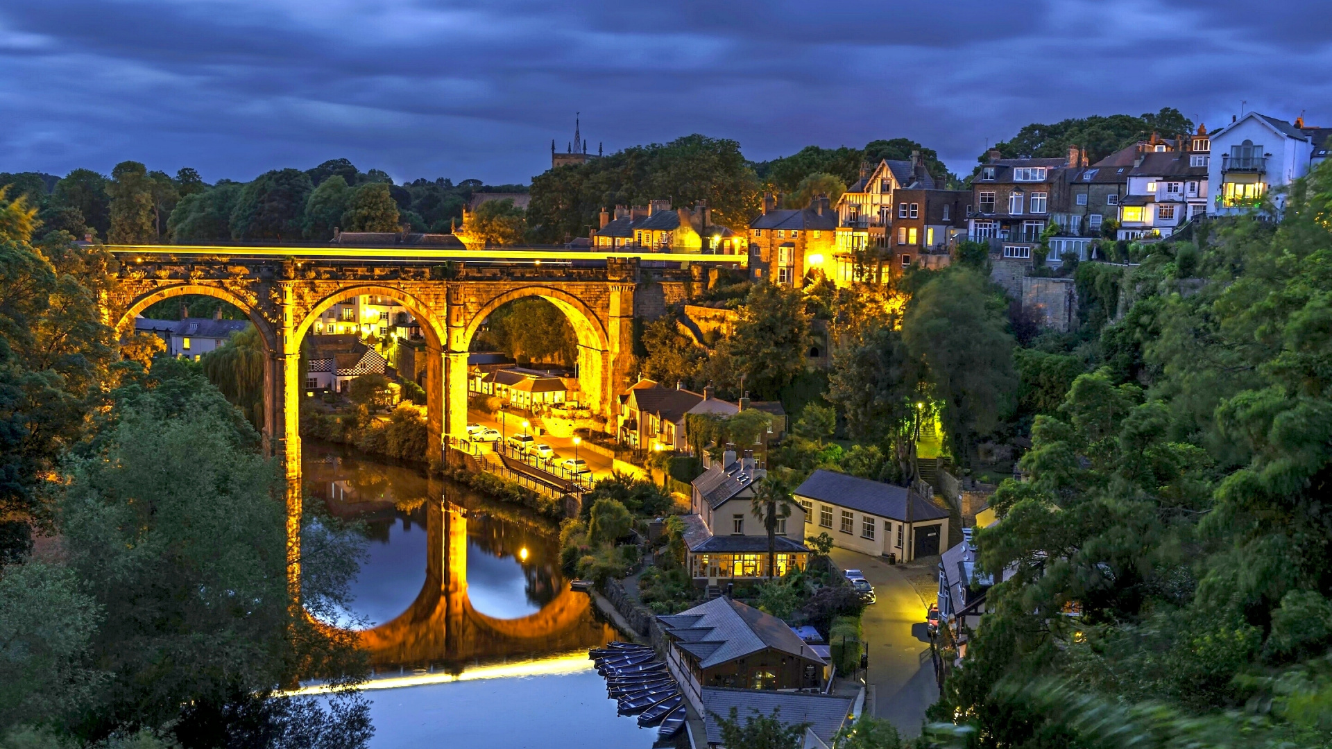 Braune Betonbrücke Über Den Fluss. Wallpaper in 1920x1080 Resolution