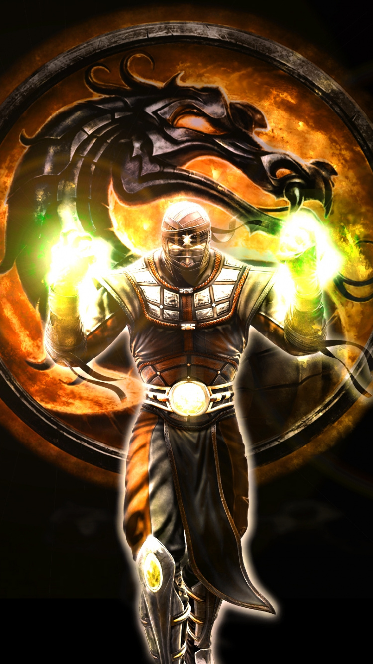 Mortal Kombat, Game, Dragon, Fire, Lighting. Wallpaper in 750x1334 Resolution