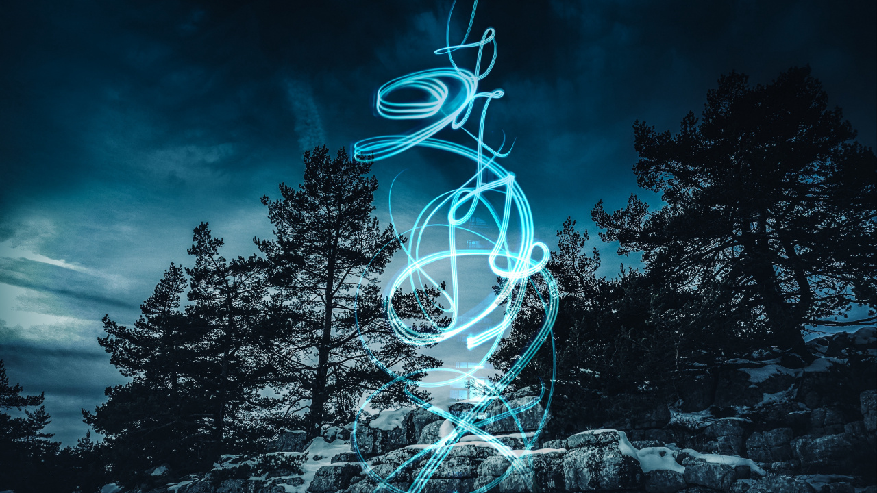 Nacht, Blau, Baum, Licht, Electric Blue. Wallpaper in 1280x720 Resolution