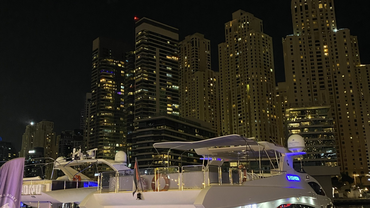 Night, City, Watercraft, Metropolis, Skyscraper. Wallpaper in 1280x720 Resolution