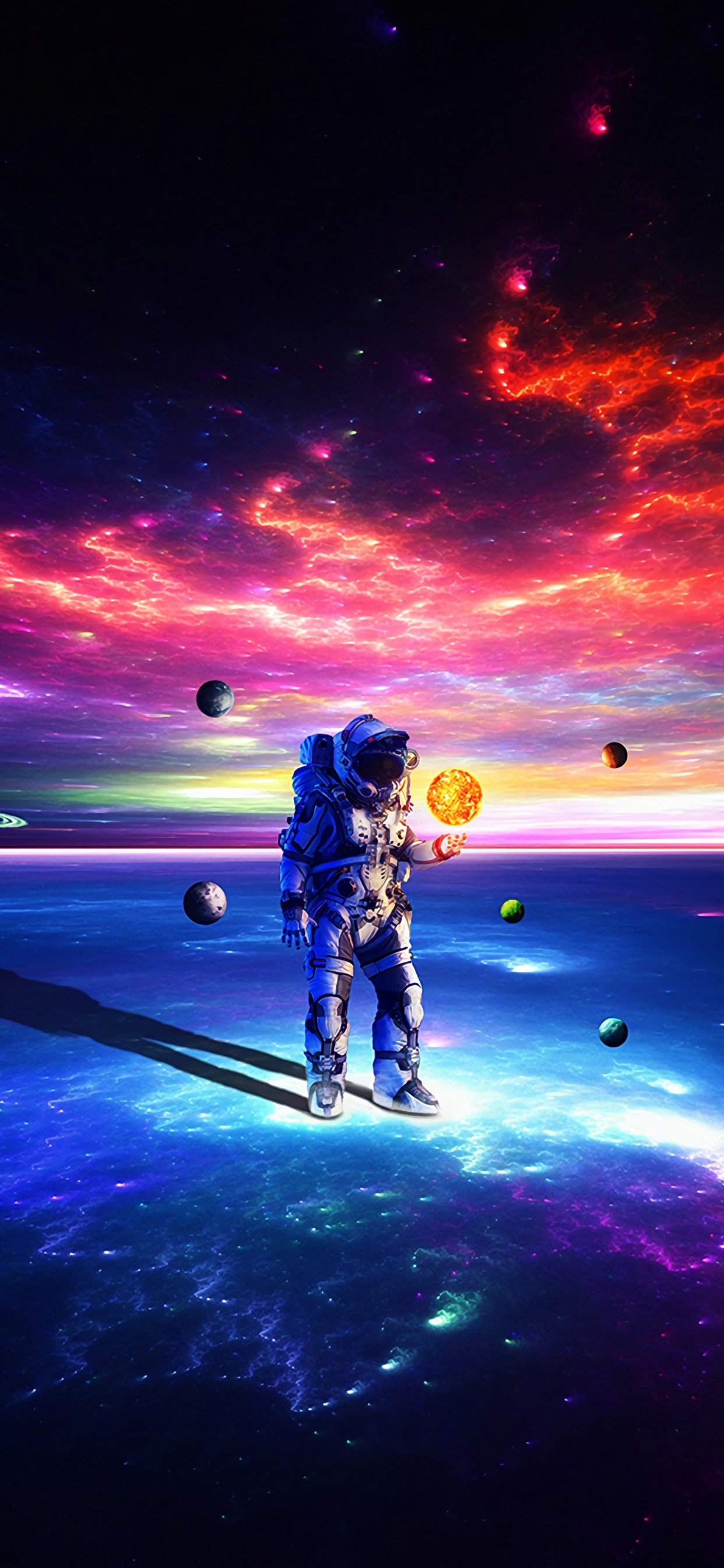 Mann in Blauem Hemd Und Schwarzer Hose, Der Nachts Auf Einem Schwarzen Skateboard Steht. Wallpaper in 1242x2688 Resolution