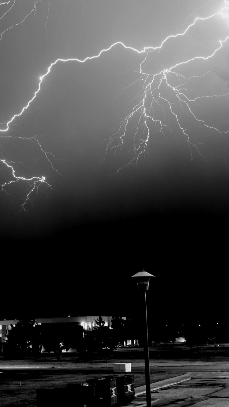Thunderstorm Black and White, Thunderstorm, Lightning, Cloud, Rain. Wallpaper in 750x1334 Resolution