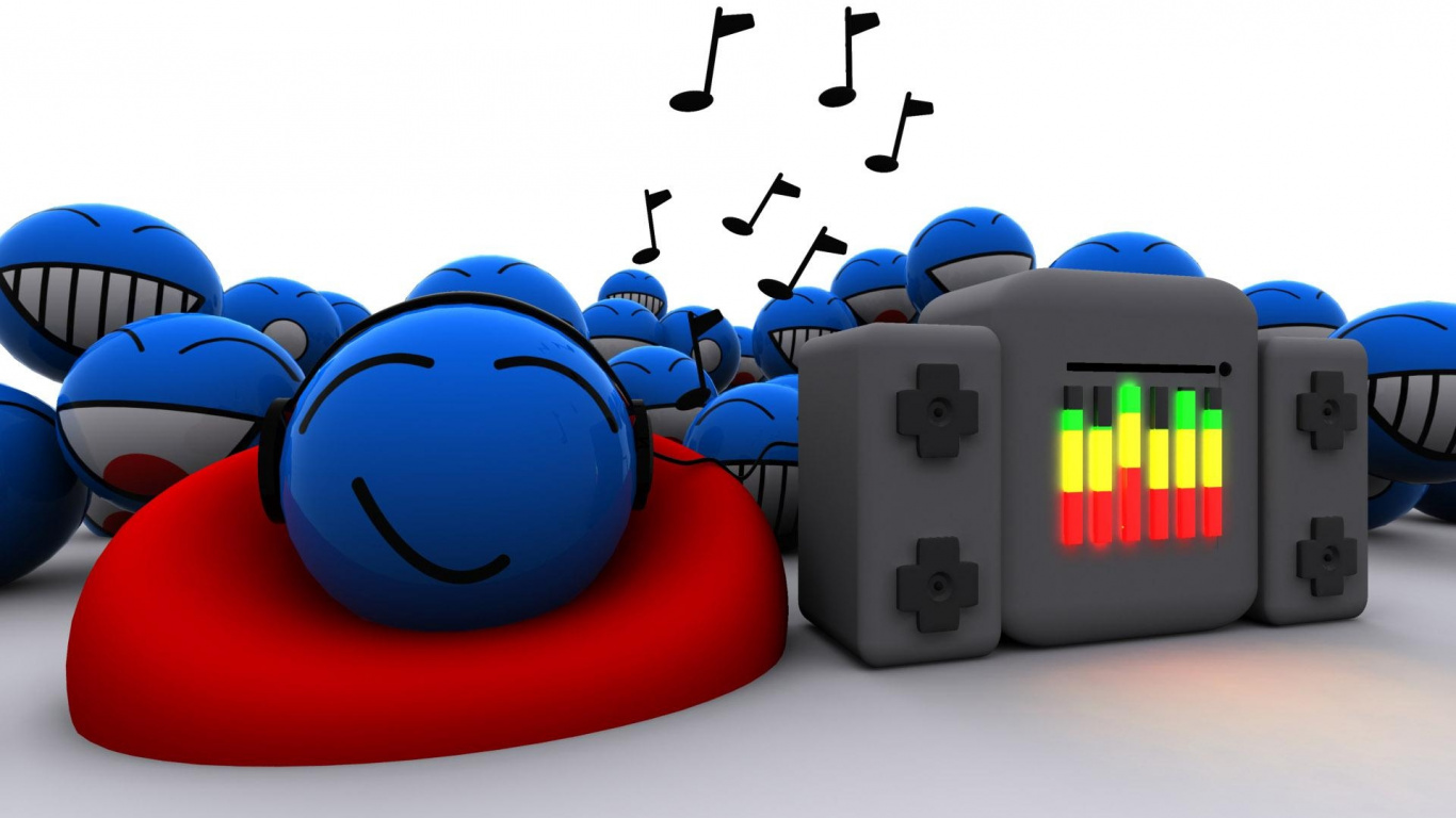 Blue, Illustration, Bleu Électrique, Technologie, Smiley. Wallpaper in 1366x768 Resolution