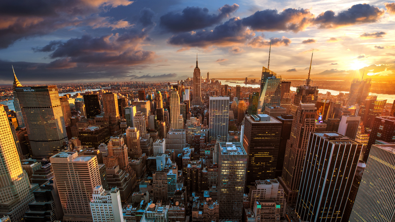 Empire State Building, Horizonte, Edificio, Arquitectura, Ambiente. Wallpaper in 1366x768 Resolution