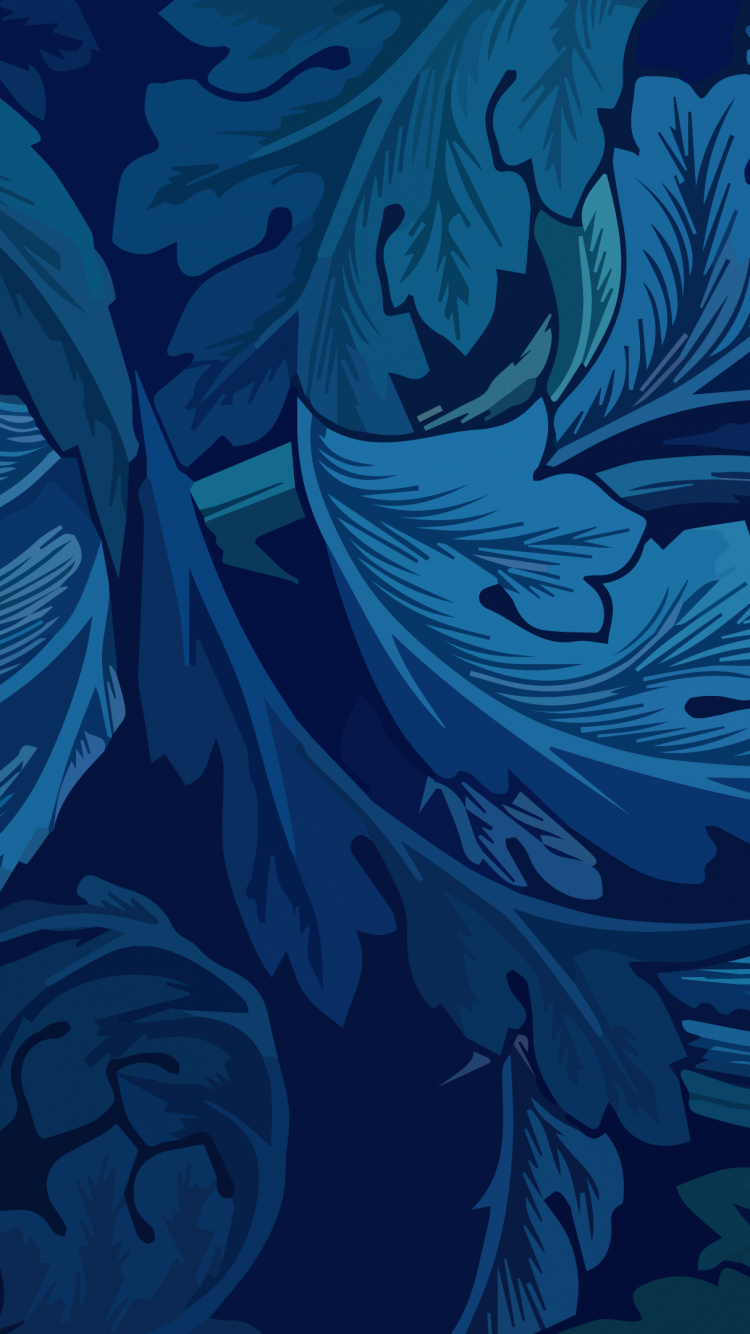 William Morris, Obra de Arte, Movimiento de Artes y Oficios, Diseño, Azul. Wallpaper in 750x1334 Resolution