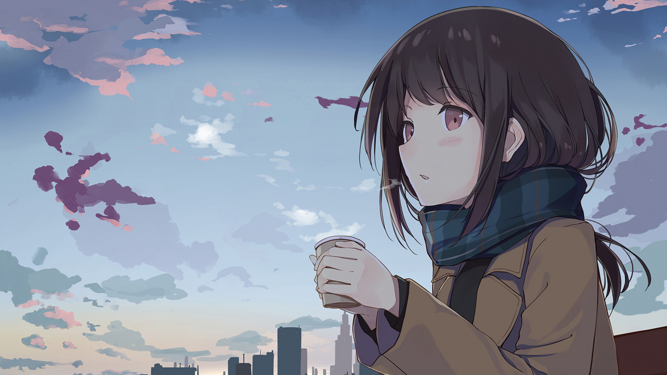 仪器, 虚构的人物, 女孩, 天空, 很酷的 壁纸 1366x768 允许