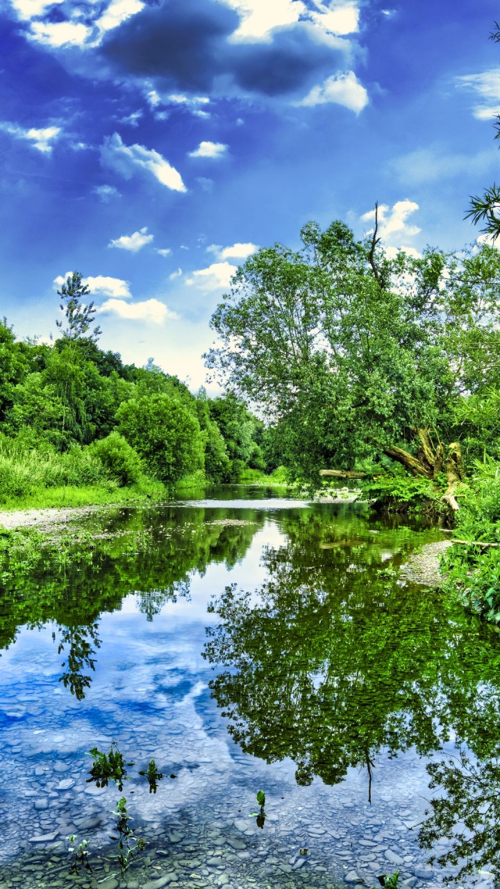 Reflexión, Agua, Verde, Azul, Naturaleza. Wallpaper in 720x1280 Resolution