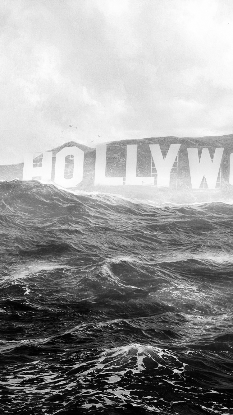 Grayscale Photo of Ocean Waves. Wallpaper in 750x1334 Resolution