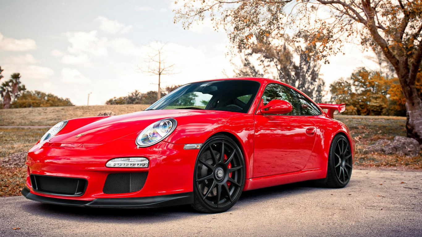 保时捷911gt3, 保时捷, 政变, 超级跑车, 红色的 壁纸 1366x768 允许