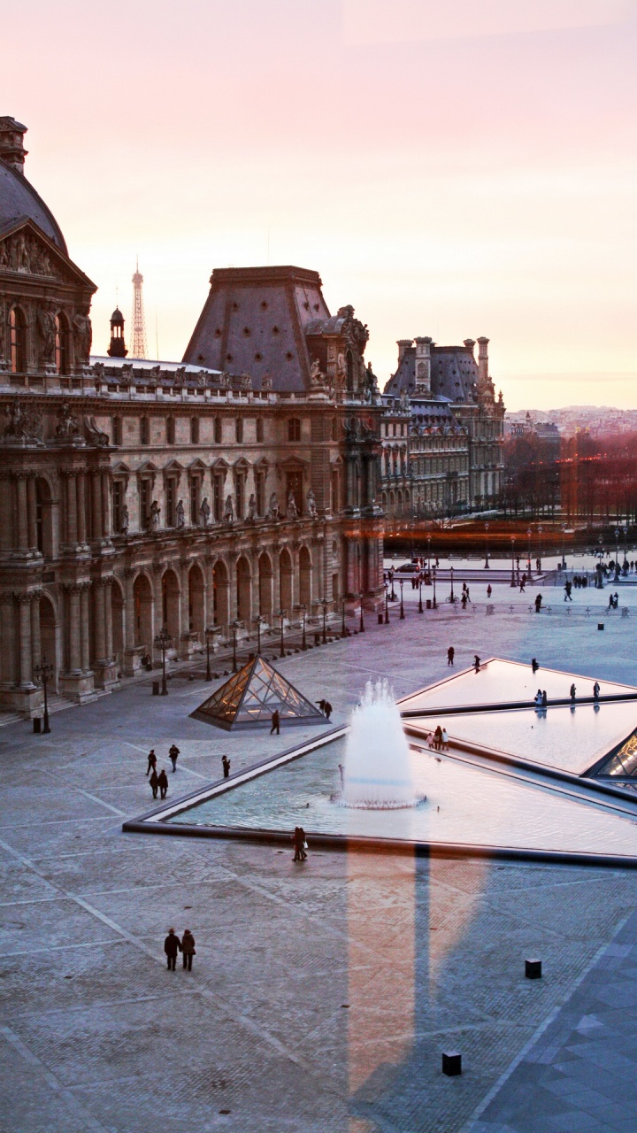 Louvre Museum, Königspalast - Louvre-Museum, Lamellenpyramide, Denker, Museum. Wallpaper in 720x1280 Resolution