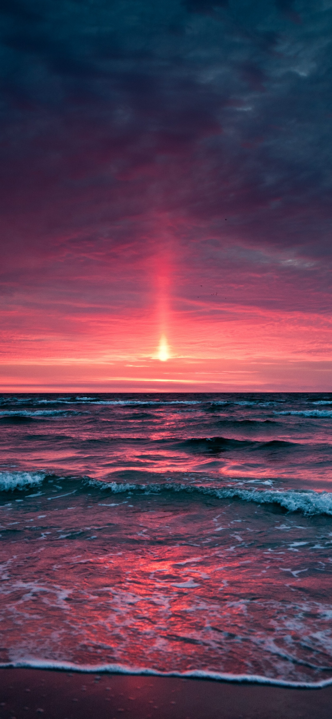 日落, 地平线, 性质, 大海, 海洋 壁纸 1125x2436 允许