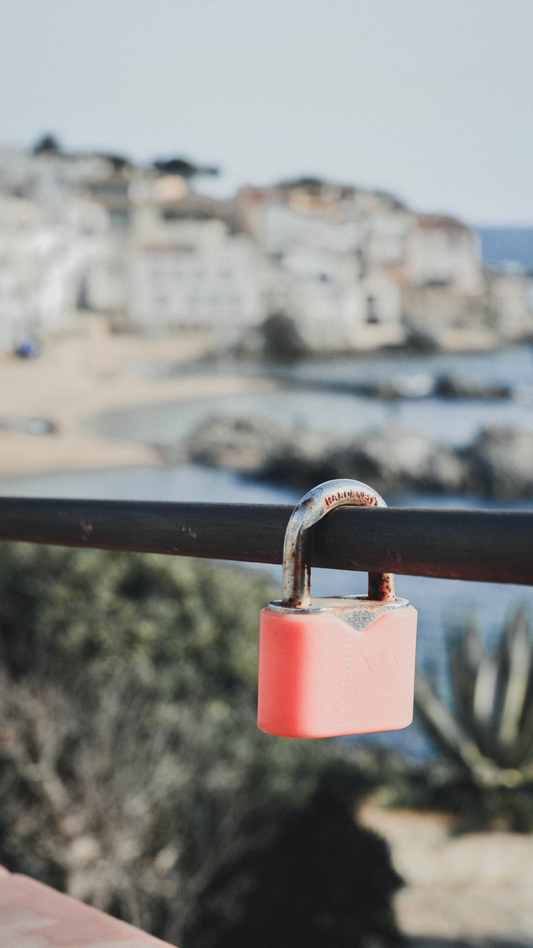 Pink Padlock on Brown Metal Fence During Daytime. Wallpaper in 1080x1920 Resolution