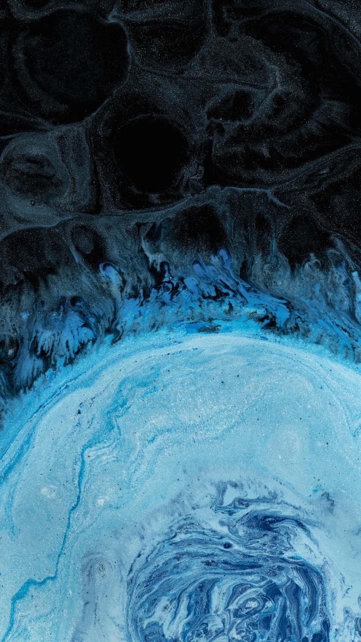Peinture Abstraite Noire et Bleue. Wallpaper in 720x1280 Resolution
