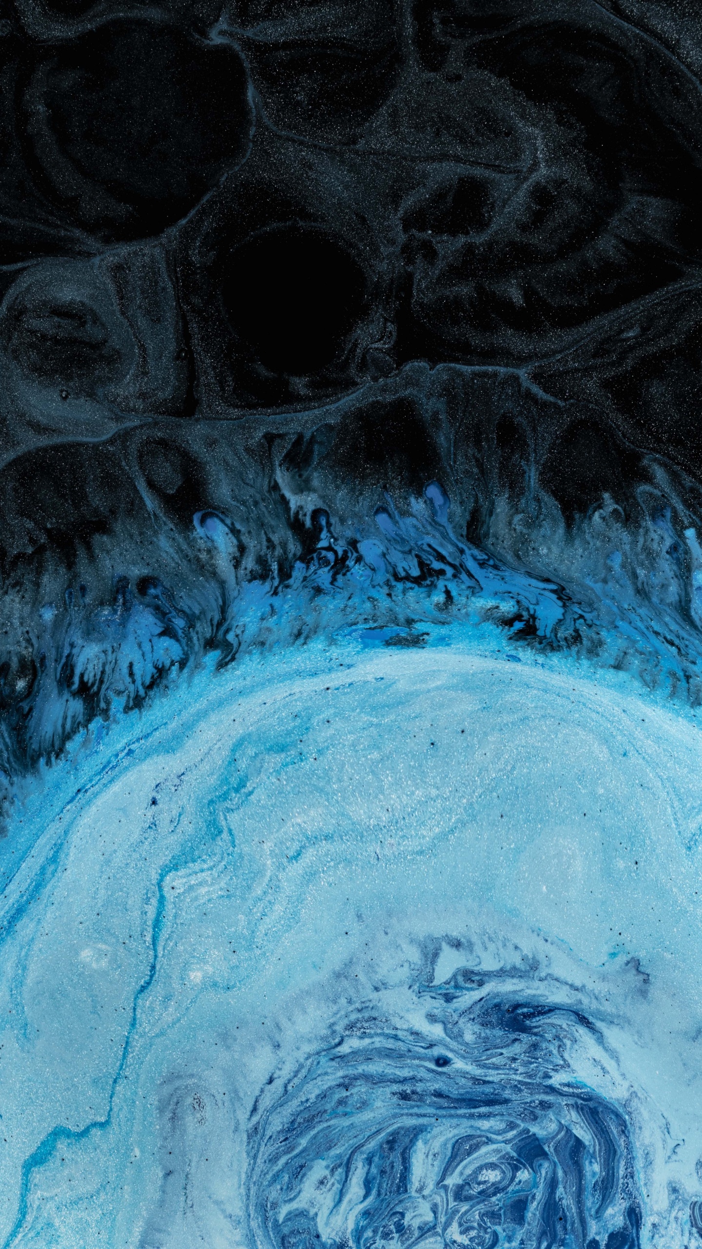 Pintura Abstracta Negra y Azul. Wallpaper in 1440x2560 Resolution