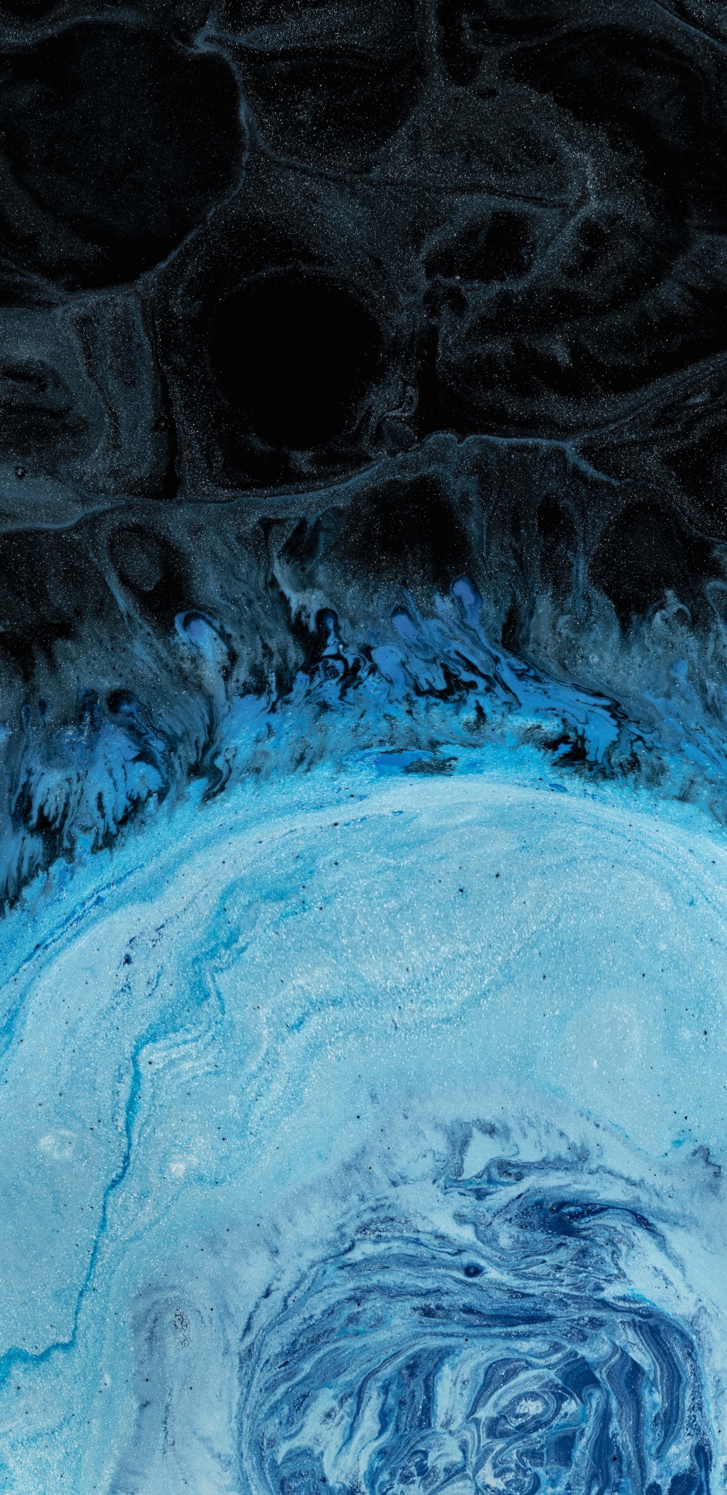 Pintura Abstracta Negra y Azul. Wallpaper in 1440x2960 Resolution