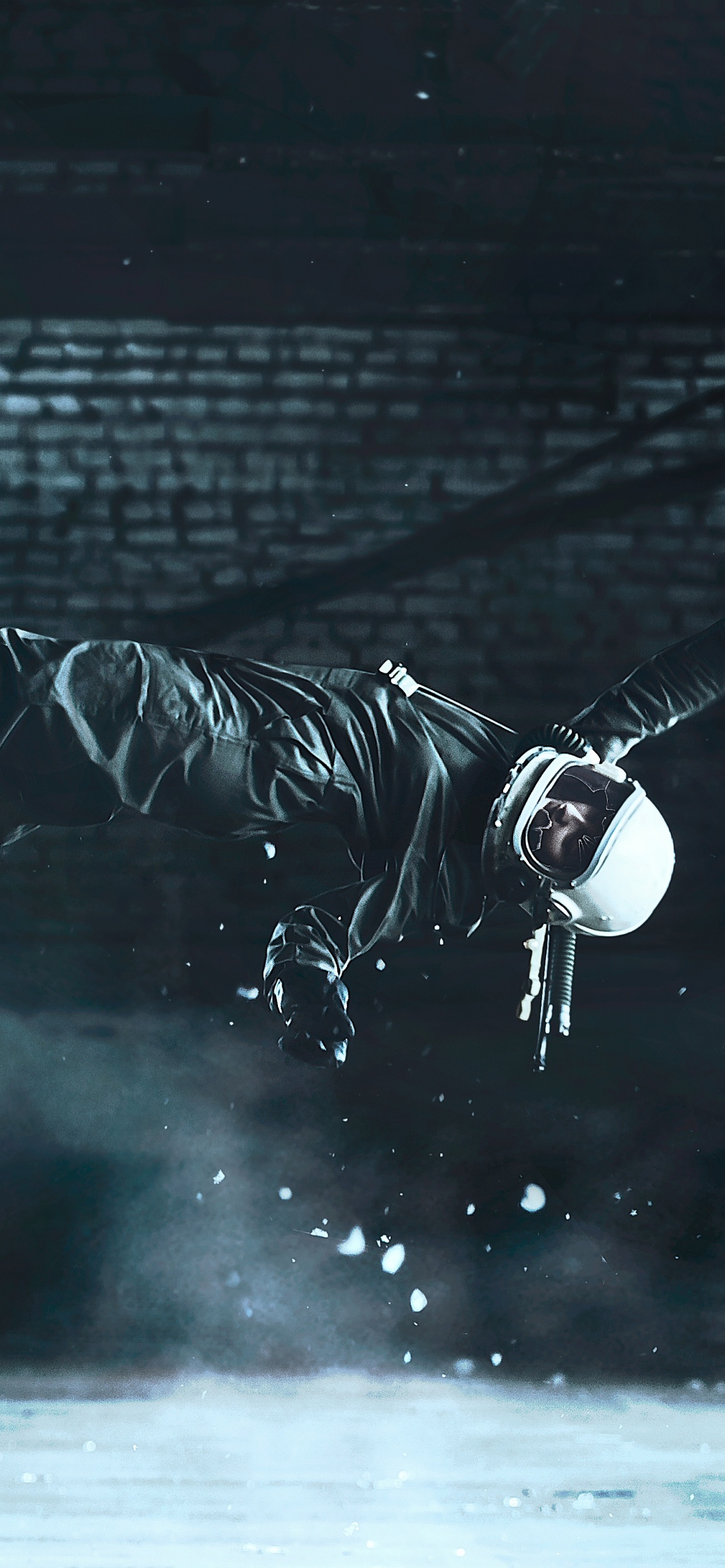 Man in Black and White Stripe Shirt Playing Skateboard. Wallpaper in 1242x2688 Resolution