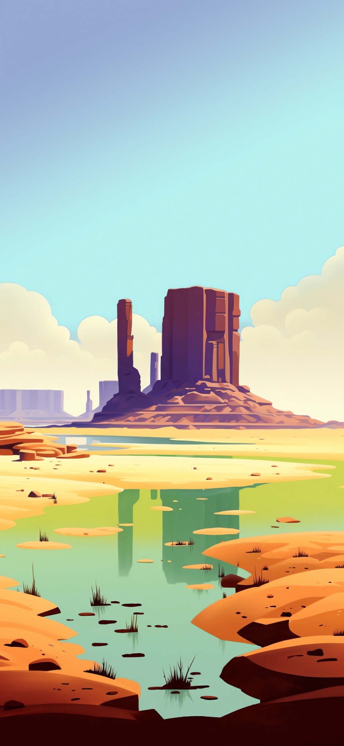 Architecture, Aeolian Landform, Water Transportation, Painting, Visual Arts. Wallpaper in 1125x2436 Resolution