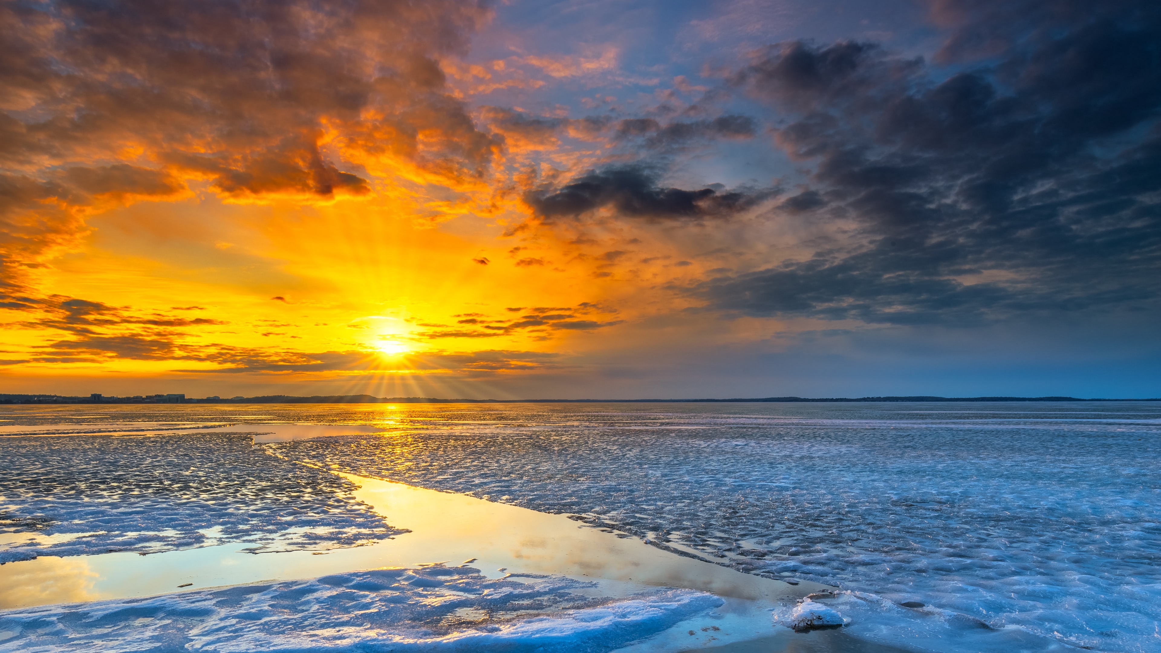 爱你pt 4, 流体, 液体, 地平线, 海洋 壁纸 3840x2160 允许