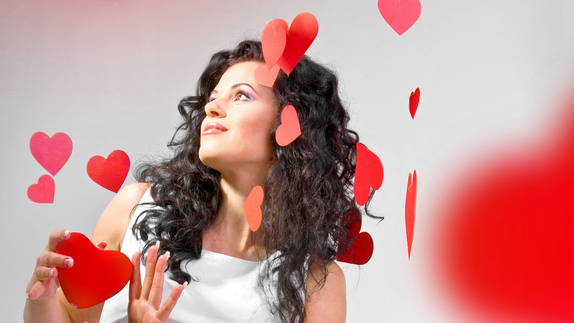 Valentines Tag, Lippe, Lange Haare, Braune Haare, Illustration. Wallpaper in 1920x1080 Resolution