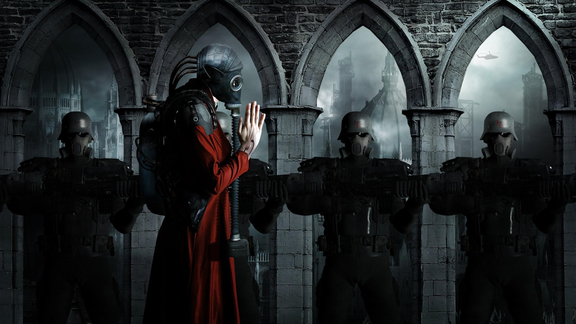 Man in Black Jacket and Red Scarf Standing Beside Man in Black Jacket. Wallpaper in 1920x1080 Resolution