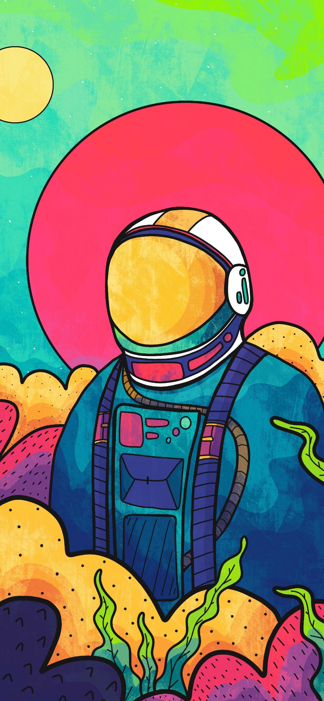 Astronaut, Poster, Cartoon, Art, Design. Wallpaper in 1125x2436 Resolution