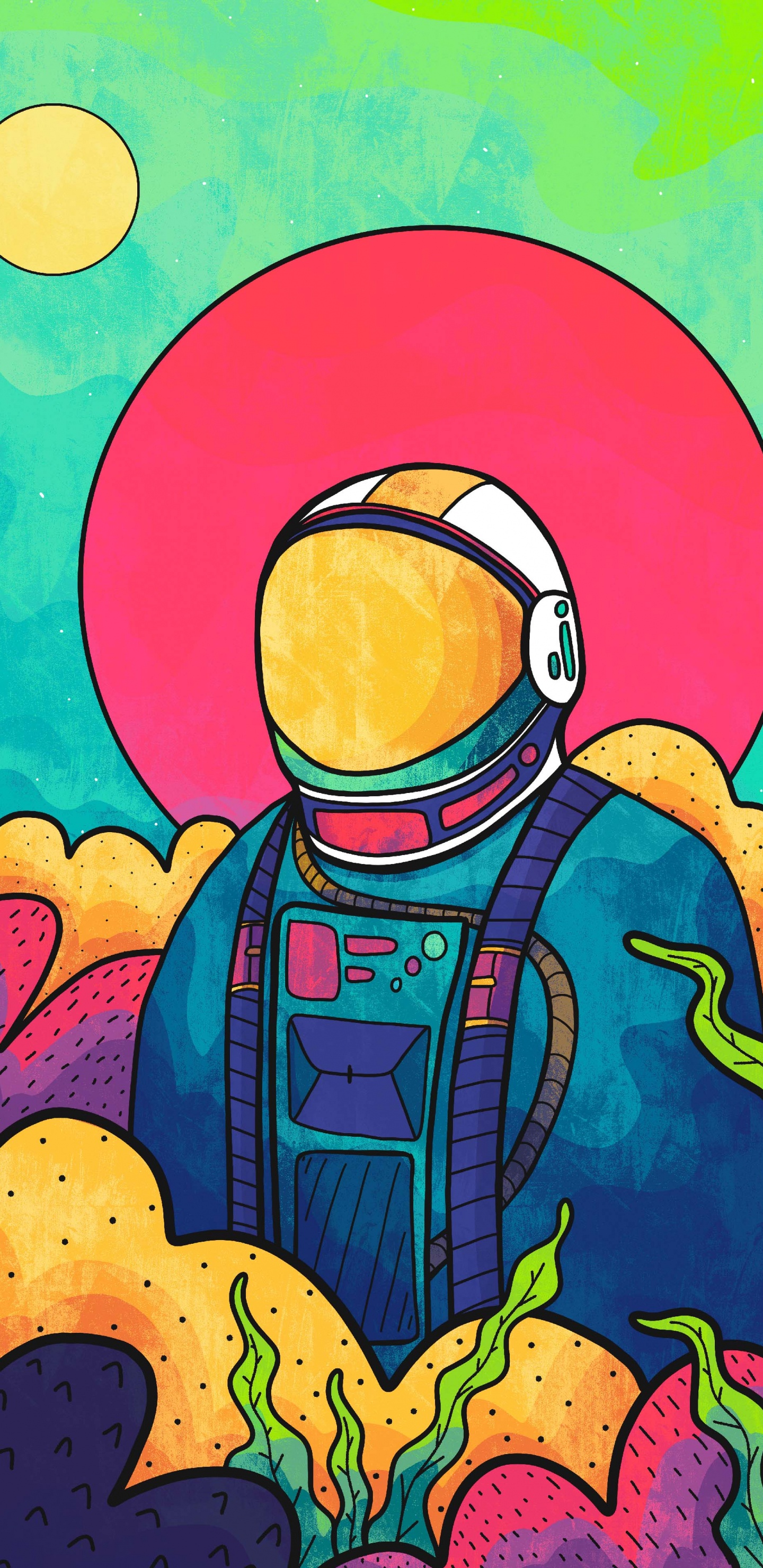 Astronauta, Cartel, Caricatura, Arte, Diseño. Wallpaper in 1440x2960 Resolution