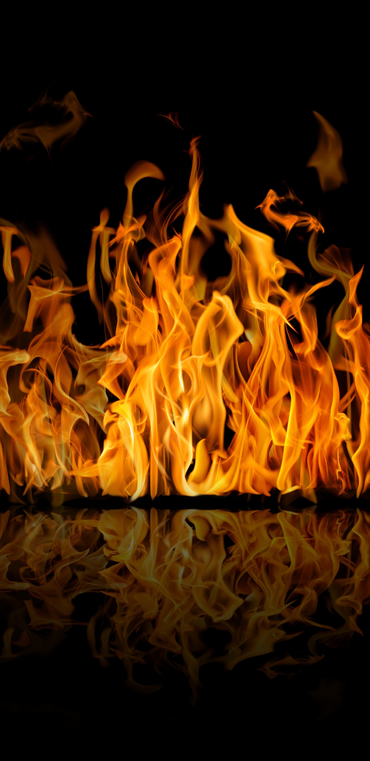 Feuer in Schwarzem Hintergrund Mit Schwarzem Hintergrund. Wallpaper in 1440x2960 Resolution