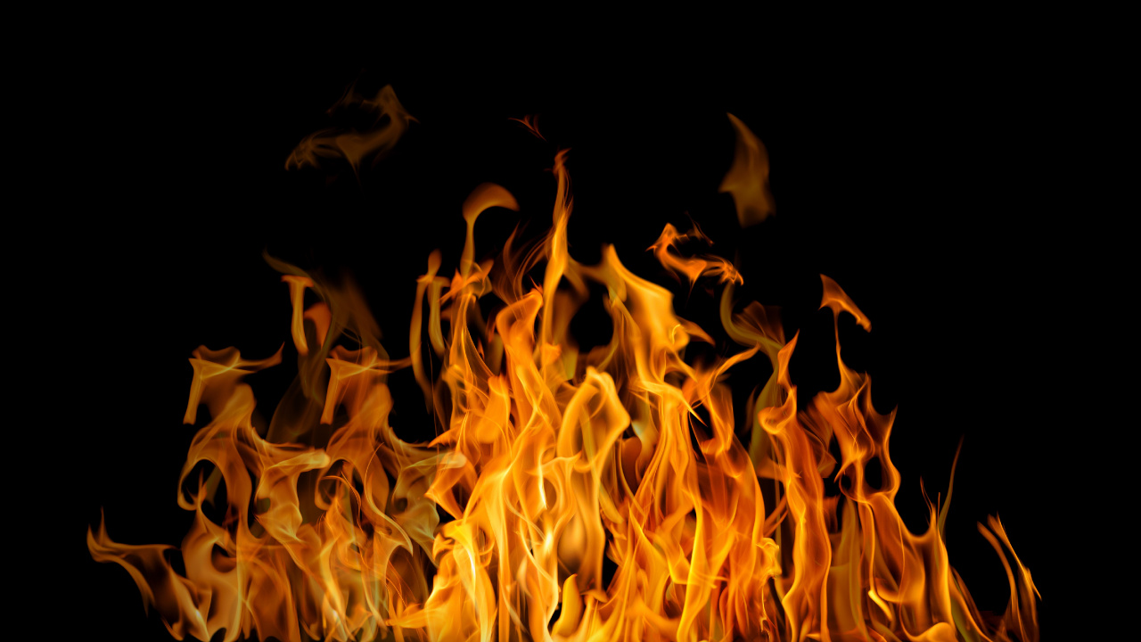 Fire in Black Background With Black Background. Wallpaper in 1280x720 Resolution