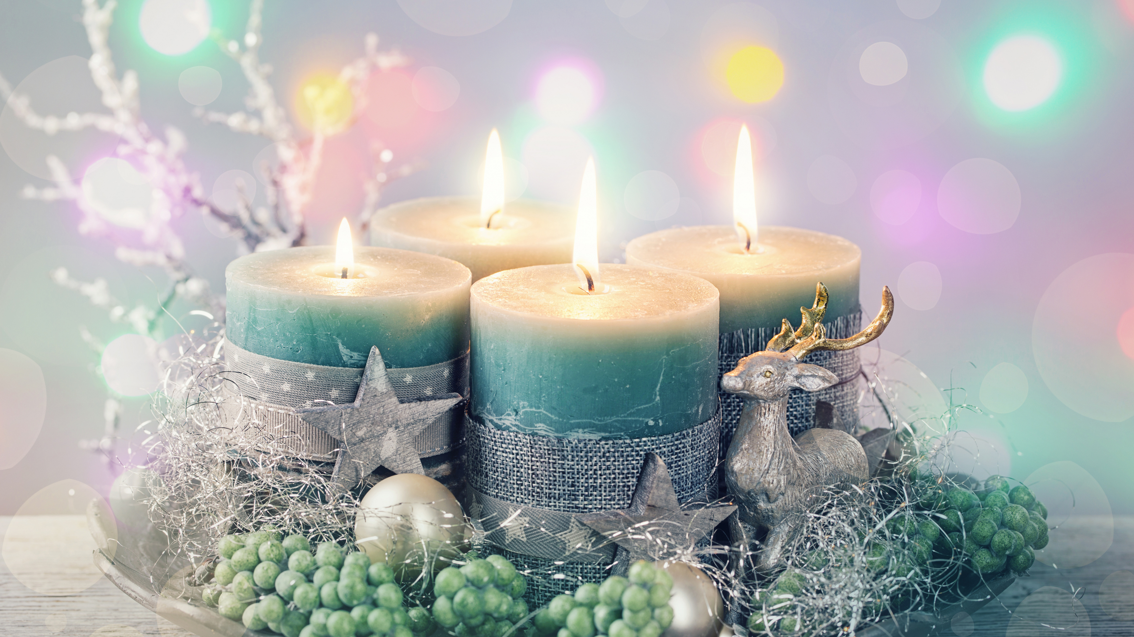 Kerze, Weihnachten, Neujahr, Stilleben, Weihnachtsdekoration. Wallpaper in 3840x2160 Resolution