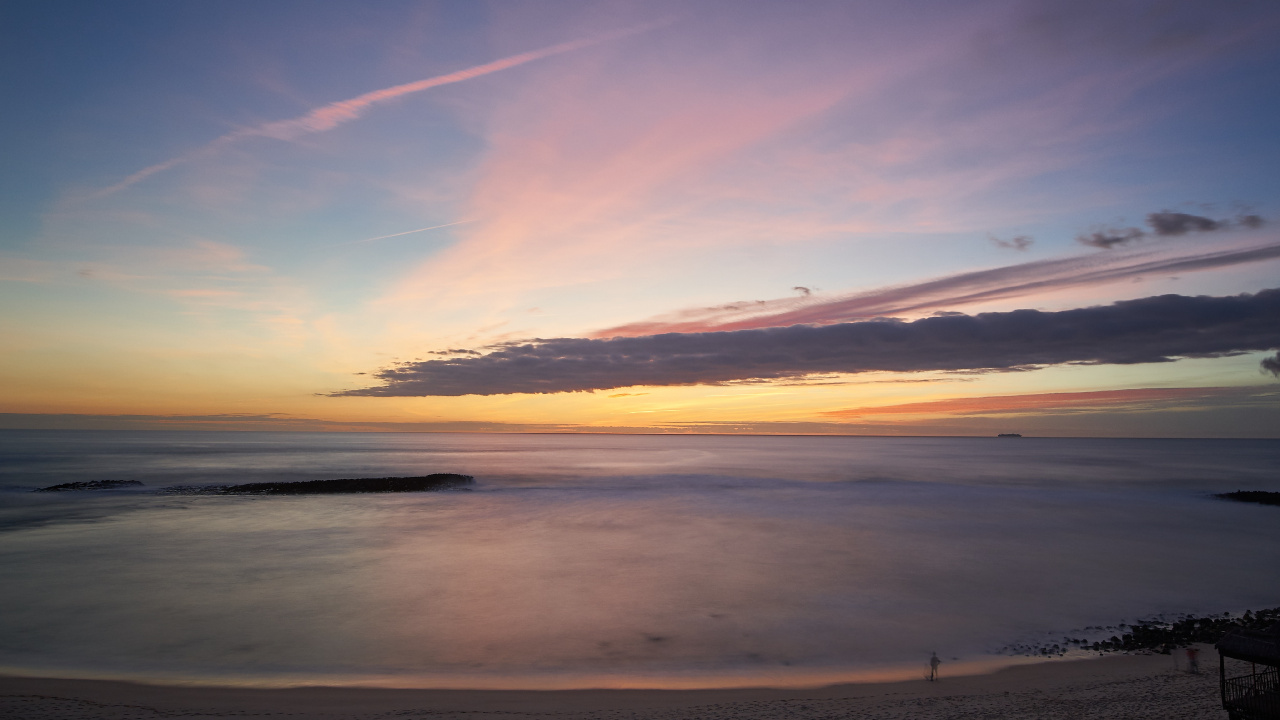 Puesta, Mar, Oceano, Noche, Mañana. Wallpaper in 1280x720 Resolution