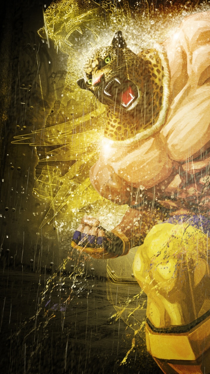 Tekken 7, König, Illustration, Gelb, Dunkelheit. Wallpaper in 720x1280 Resolution