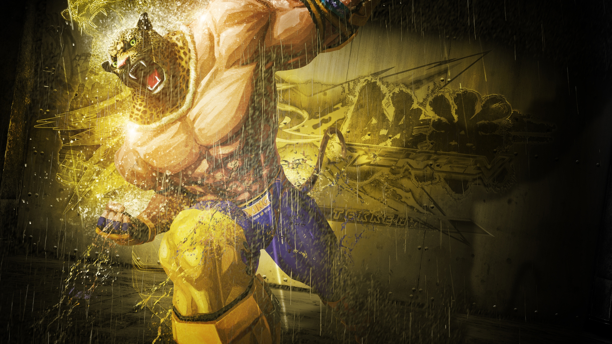 Tekken 7, Roi, Illustration, Jaune, Effets Spéciaux. Wallpaper in 2560x1440 Resolution
